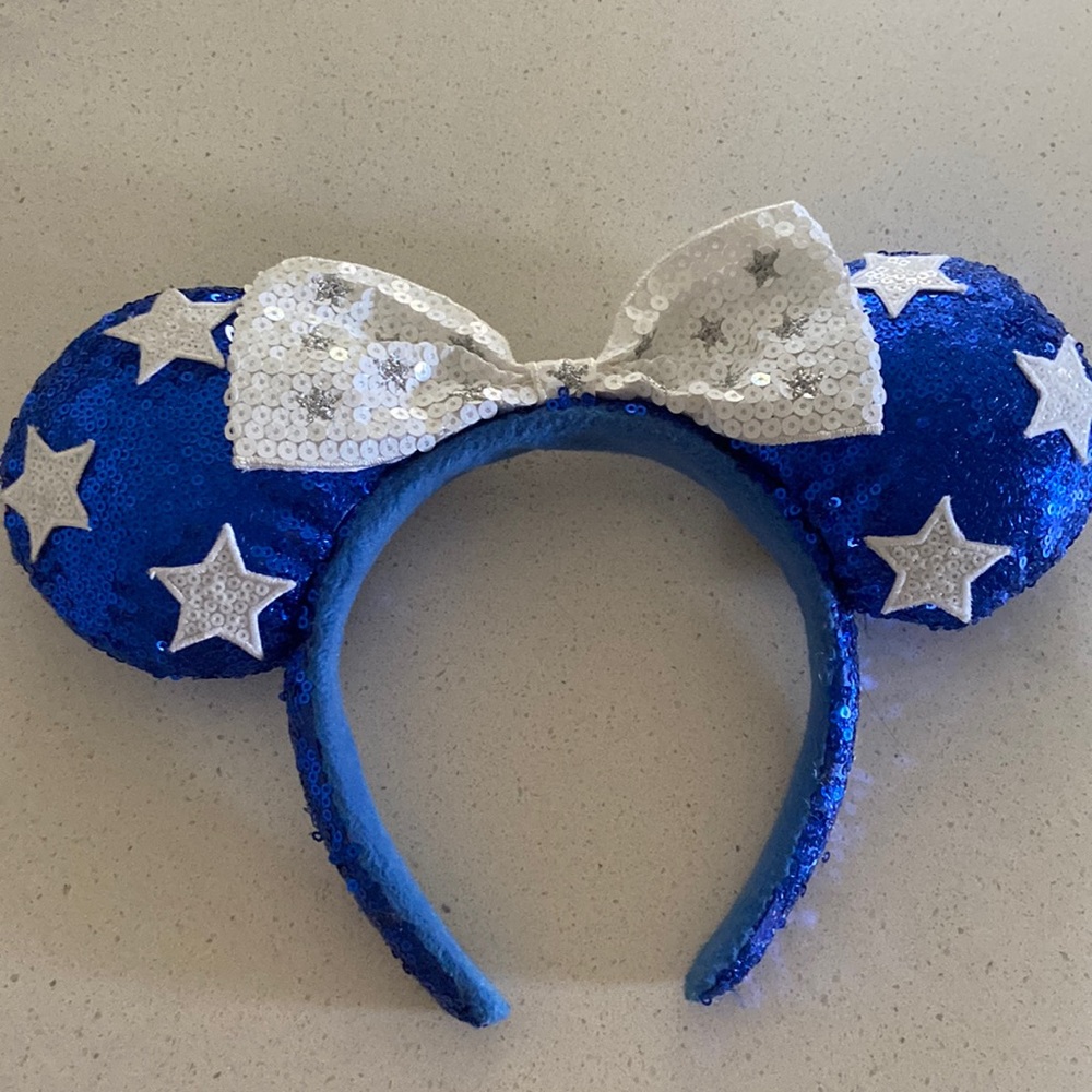 Blue Sparkly Minnie Mouse Ears